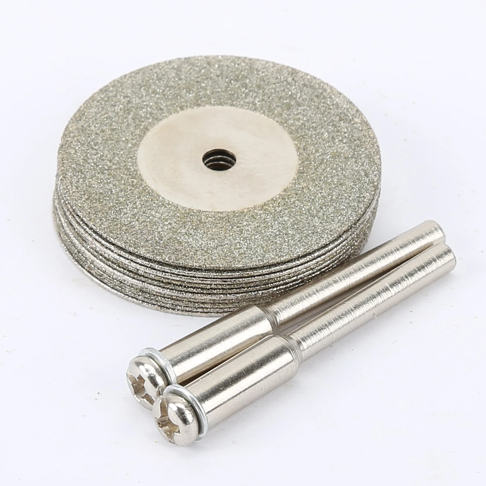 10pcs/set 30mm Diamond Cutting Discs +2 Arbor Shaft Abrasive Cut Metal CutOff Blade Drill Bit Dremel Accessories Rotary Tool