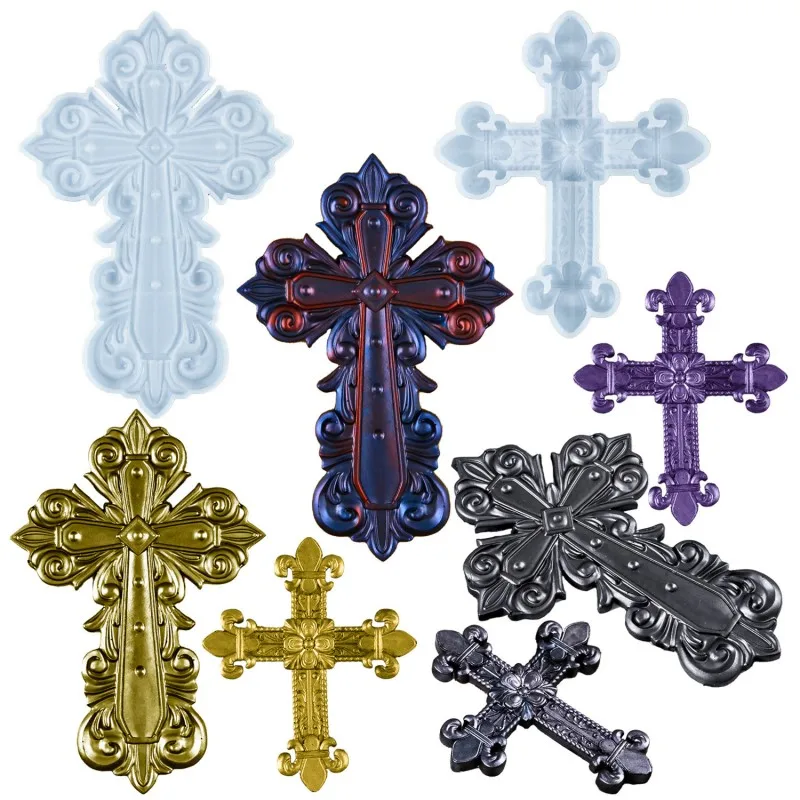 

Semi-three-dimensional Cross Silicone Mold DIY Cross Wall Decoration Crystal Epoxy Resin Molds Handmade Ornament Casting Tools