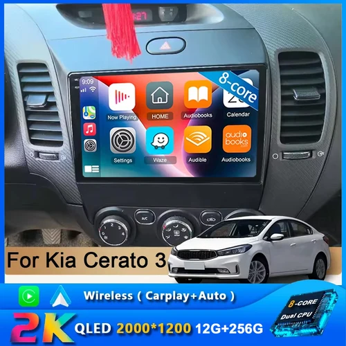 Imagen 1 del producto 9 ""Android 15 para Kia Cerato 3 K3 Forte 2013 - 2017 Radio de coche reproductor de vídeo Multimedia navegación GPS Carplay 2 Din 4G