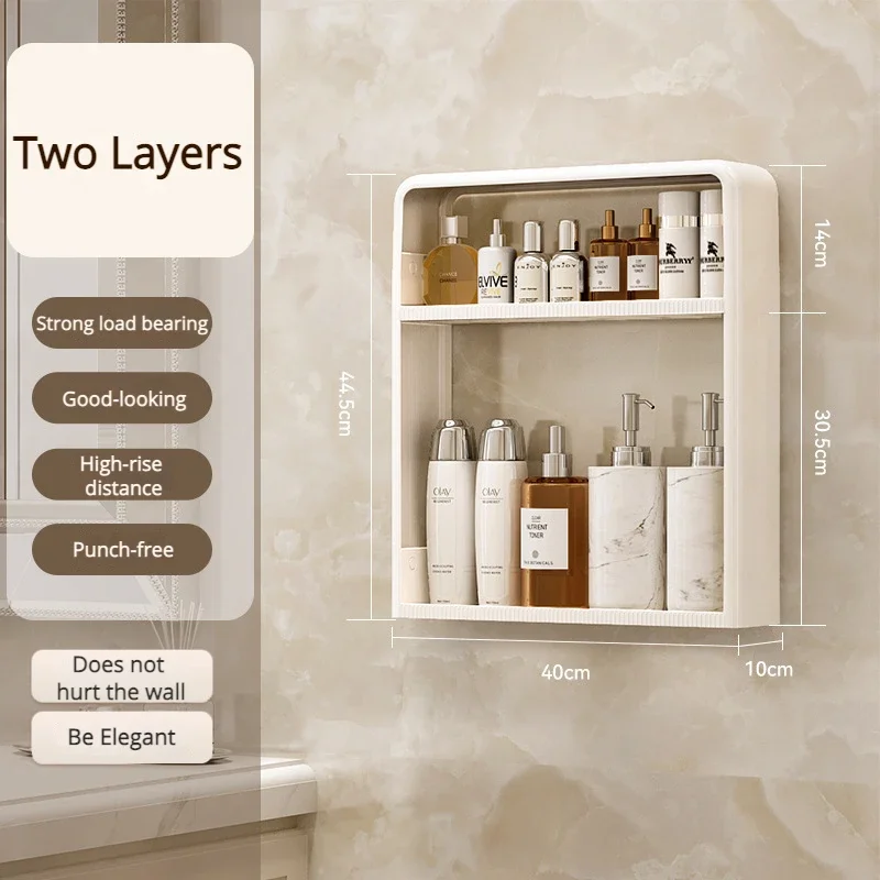Wall Mounted Toiletries Storage Rack Bathroom Organizer Cosmetic Shelves Rack Kitchen Seasoning Bottle Storage Shelf