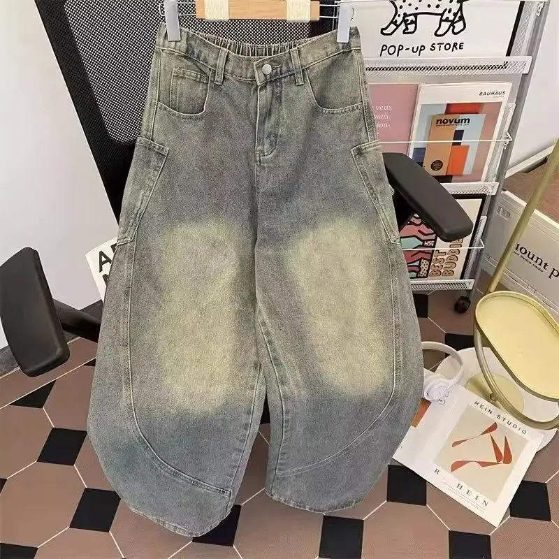 

Fashion Mens Jeans High Waist Loose Straight Wide Leg Retro Blue Streetwear Denim Pants Spring Autumn 2025 New Tide Men Jeans