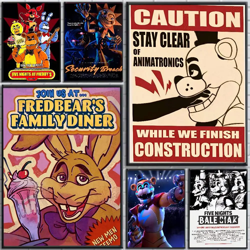 Fnaf Five-nights-At-Freddys Classic Poster Perfect Sticker Self Adhesive Art Designed for Home Dining Office Spaces