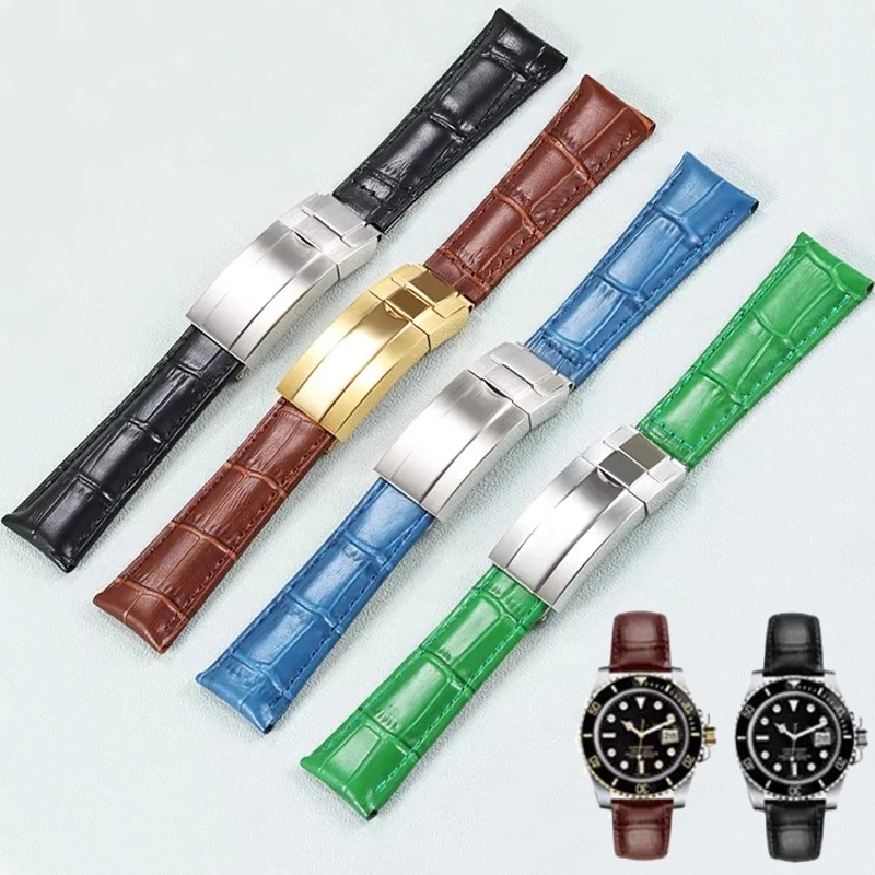 Watch Bracelet For Rolex SUBMARINER Yacht-Master DAYTONA GMT Crocodile Grain Leather Men Watch Strap 20mm Watch Accessories Band
