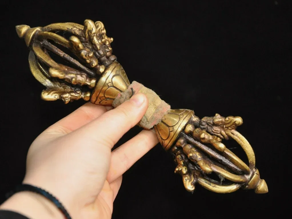 9.2" Tibetan Buddhism bronze Vajra Dorje Phurpa Exorcism Talisman faqi statue view 4