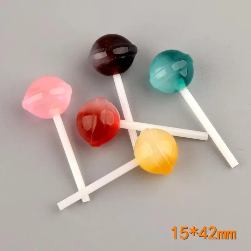 10pcs Simulated Sugar Candy Lollipop Charms Resin Cabochon Decoration Craft Ornament Fittings Diy Food Pendant Jewelry Material