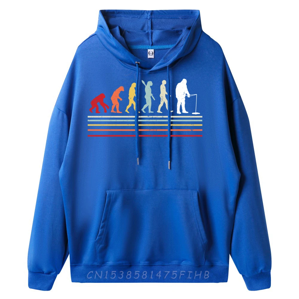 Retro Winter Eisfischen Evolution des Menschen Lustiger Fischer Schwarzer Hoodie Harajuku Weihnachtspullover