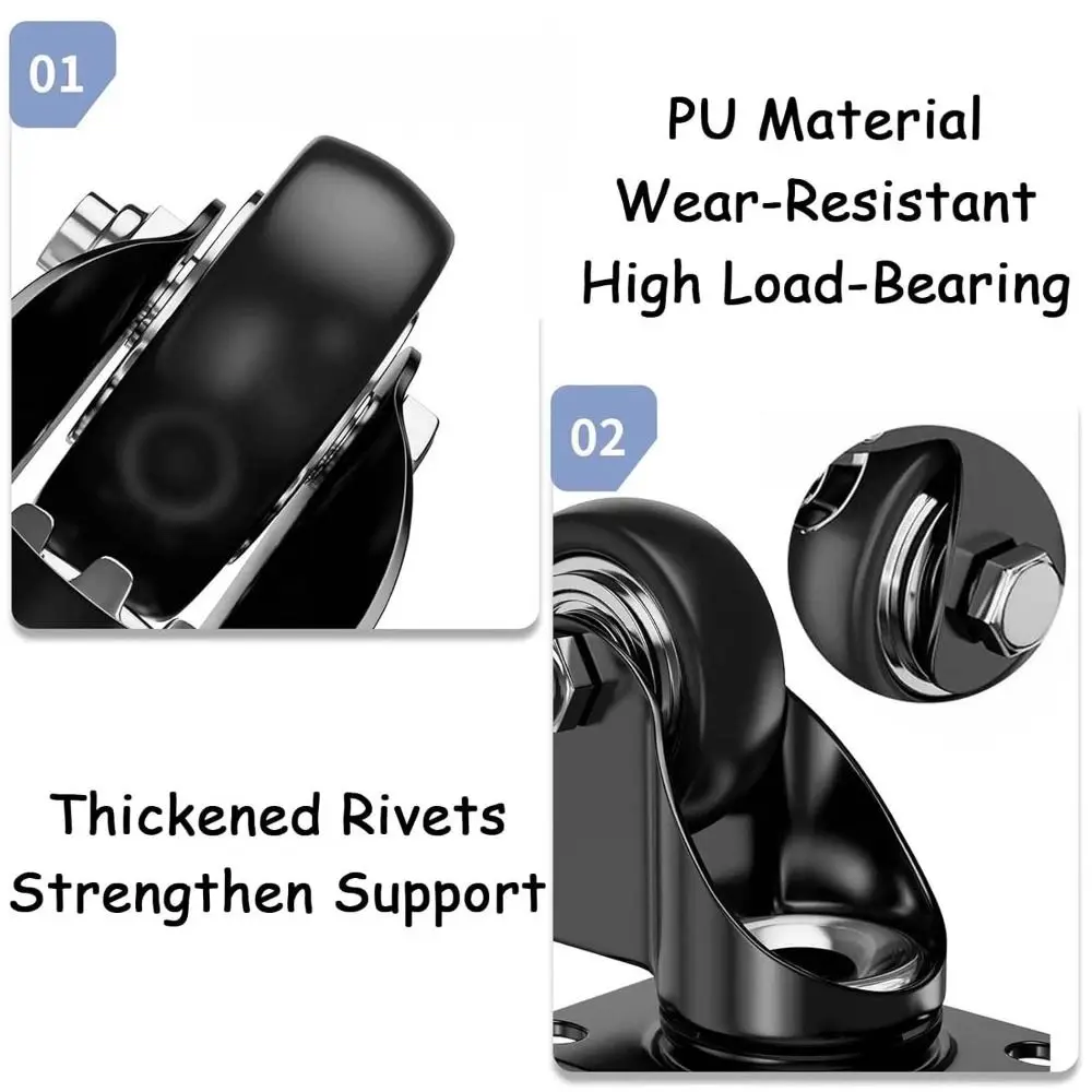 Portable L Shape Plate Swivel Caster Wheels Wear-Resistant Universal Hardware Caster Silent Furniture Caster Cabinet