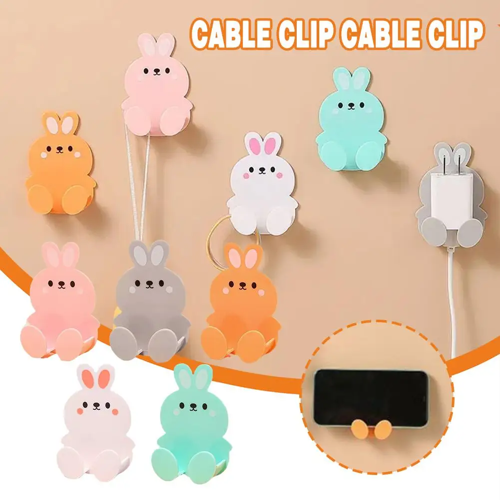 Cute Rabbit Plug Hook Kitchen Wall Hole Free Hook Room Phone Decorative Multifunctional Rack Hook Living Charging K1h1