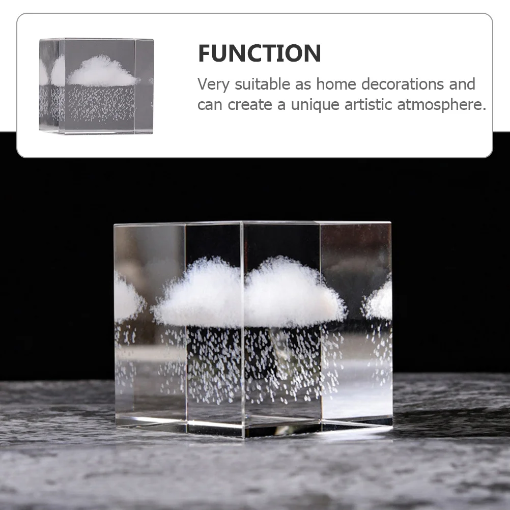 

Crystal Cube Transparent Decor Creative Raining Clouds Desktop Art Adorn Home Decoration Healing Crystal Craft