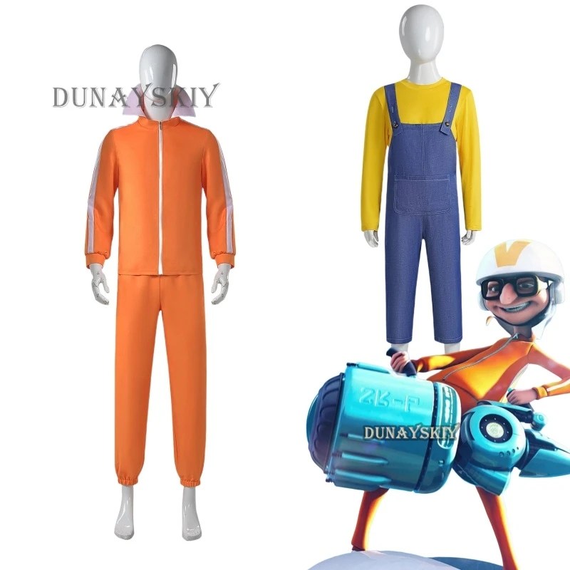 

Movie Vector Cosplay Costume Orange Jakect Pant Outfits Set Halloween Fancy Suit Party Roleplay Suit Hot