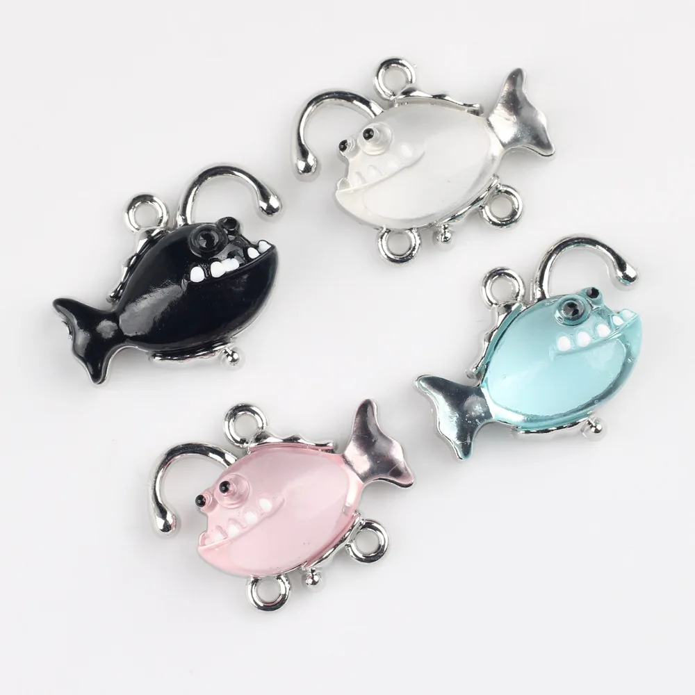 20pcs/lot lantern fish pendant alloy enamel Charm DIY accessories of necklace bracelet headdress