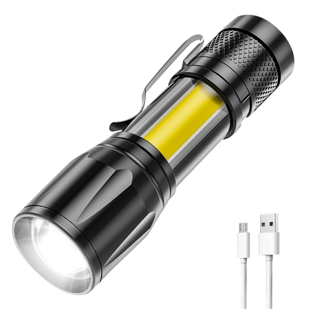 Imagem -05 - Poderosa Lanterna Led Recarregável Usb Tocha Portátil Luz Impermeável Zoom Telescópico Xpe Mais Cob Caminhadas Emergência