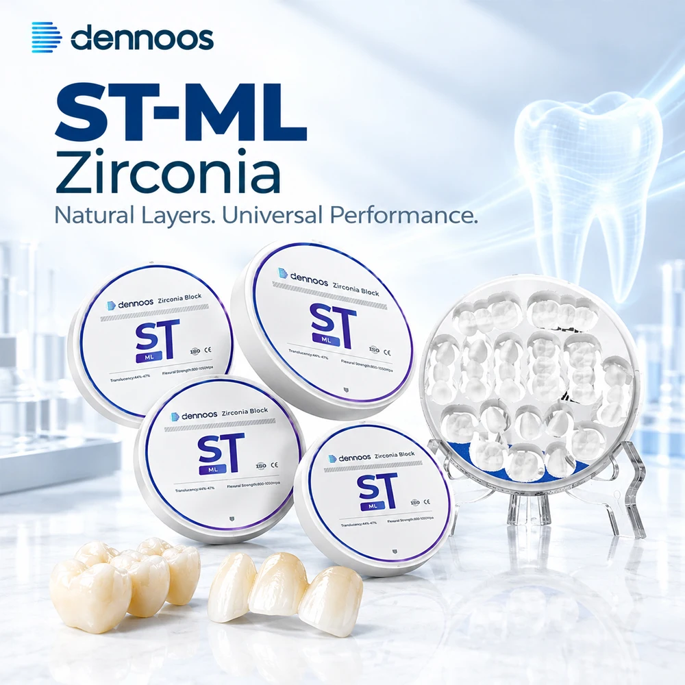ST ML Zirconia Disc Natural Multilayer Gradient 43% Translucency 1200MPa Pre Shaded for For Full Arch Restorations CAD CAM