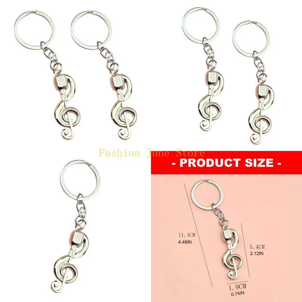 N5KA Alloy Music Note Keyring with Silver Tone Charm for Daily Carry