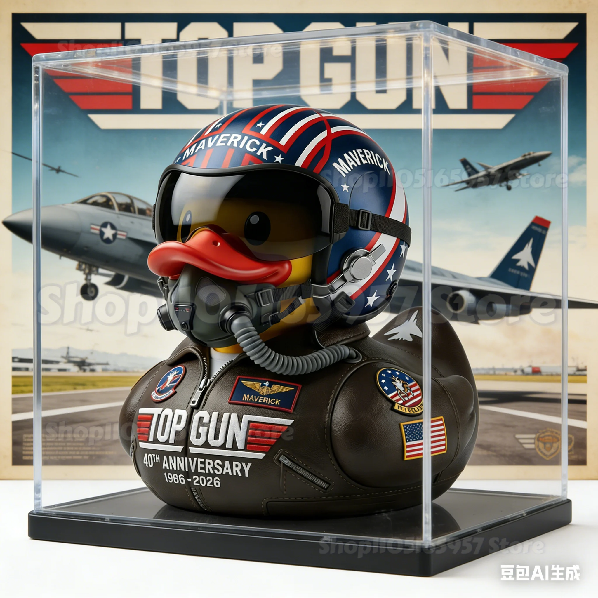 

Movie Inspired Maverick Pilot Duck Figure Top Gun 40th Anniversary Collectible Toy 2026 Fan Exclusive Gift for Party