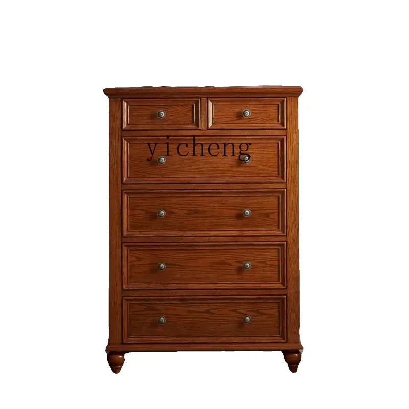 

FF retro six-chest cabinet living room solid wood storage cabinet sofa locker small apartment household