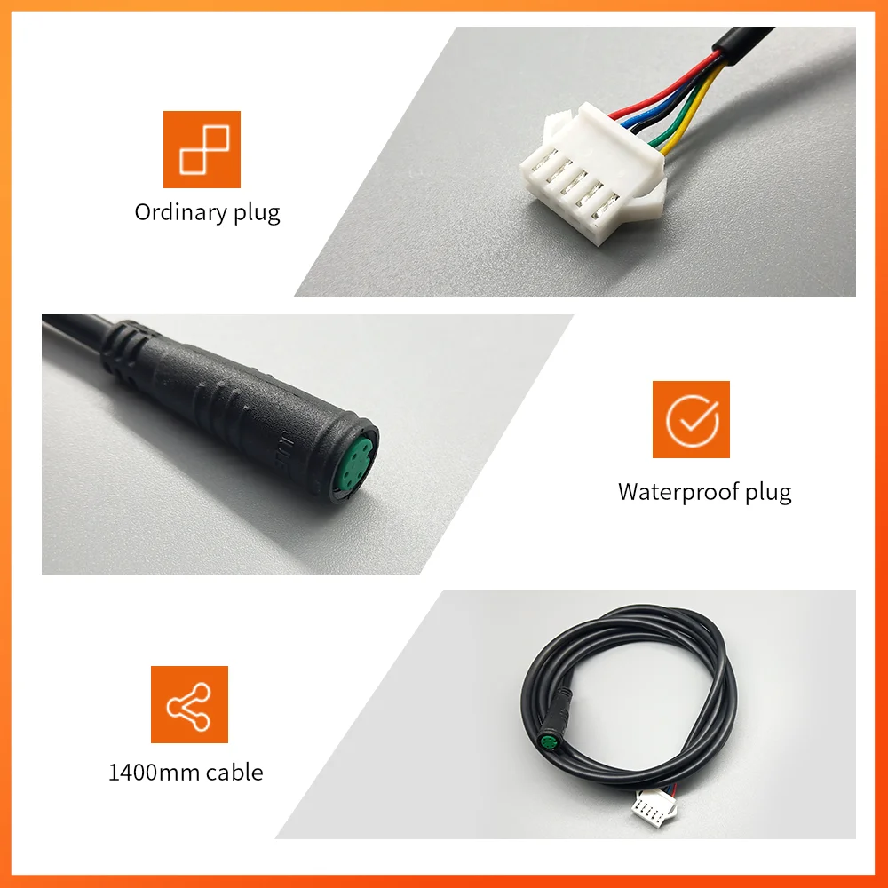 Ebike LED LED Display JULET Waterproof Cable 5pin Electric Bicycle Display Wire Ebike 5 Pin Female to SM-5Y 1.4M