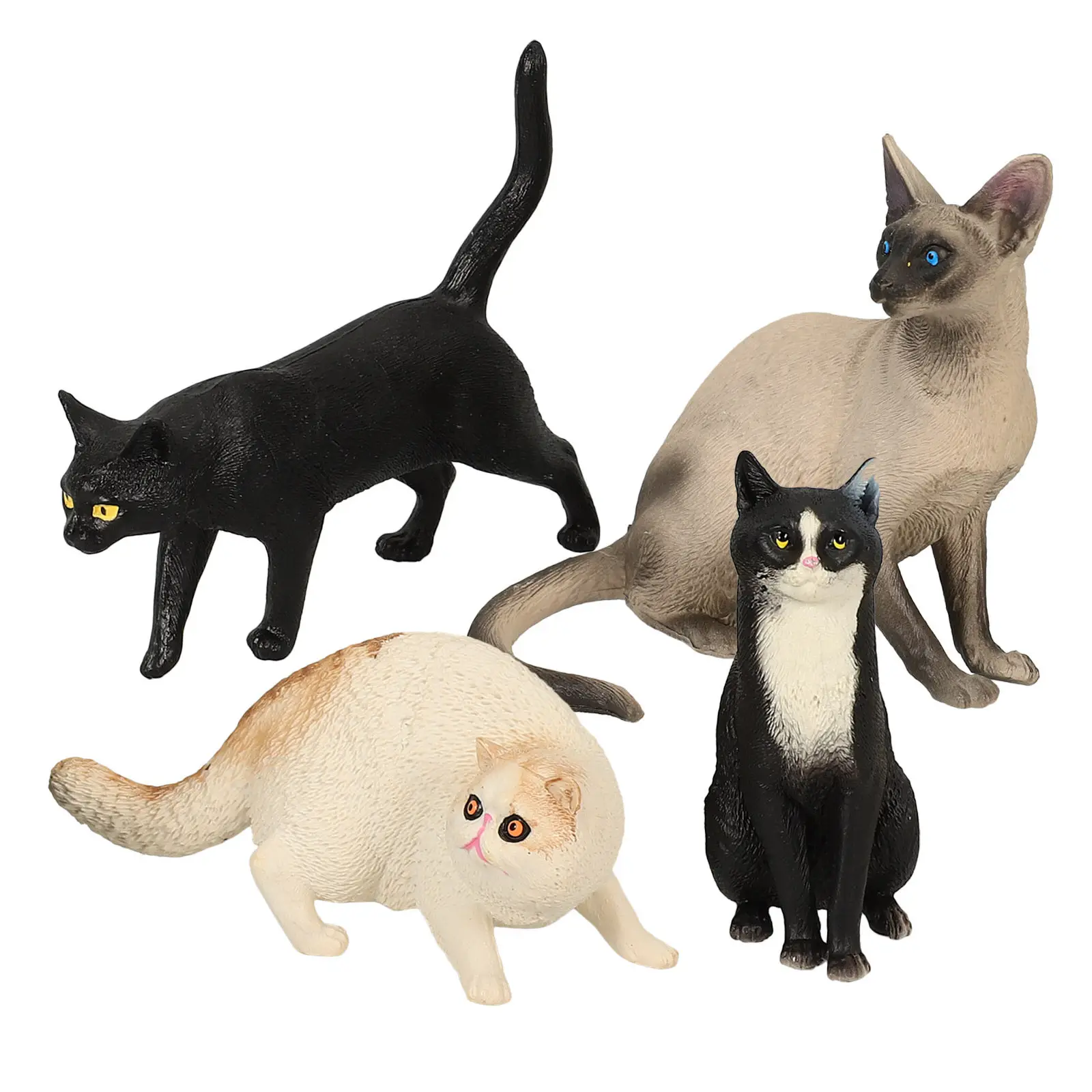 

4Pcs Lifelike Solid Plastic Cat Statue Desktop Decor Ornament for Home Office Classroom Garden Small Adorable Realistic Kitten