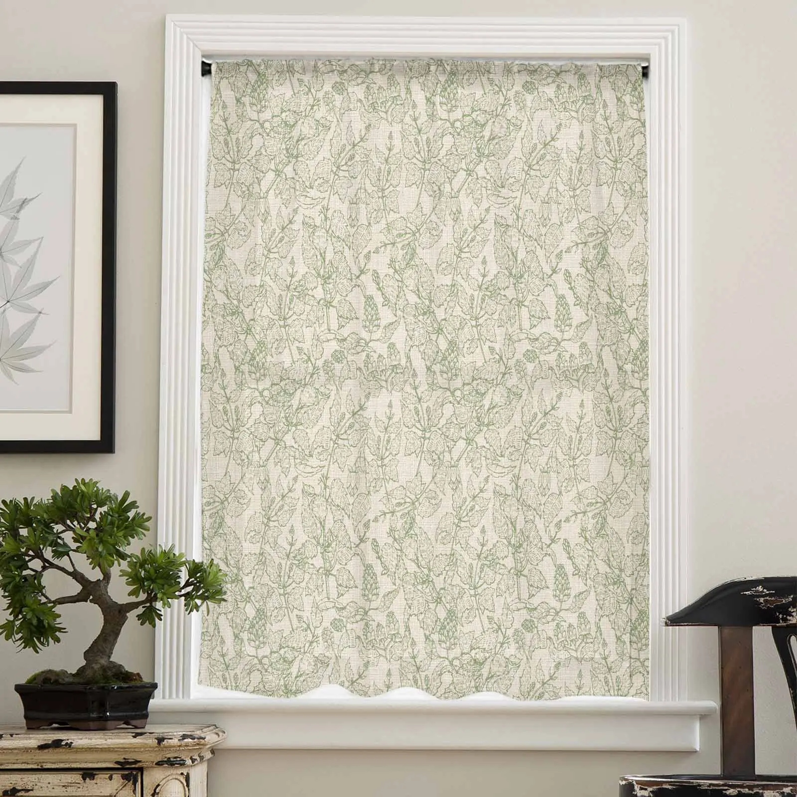 Retro Wallpaper Plants And Flowers Sheer Curtain Living Room Drapes Home Bedroom Voile Curtain Tulle Window Curtain