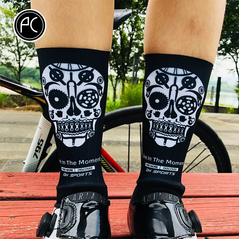 PCycling Bicycle Riding Competitive Socks Skeleton Quick-drying Breathable Mid-tube Socks Off-road Road Mountain Bike Equipment