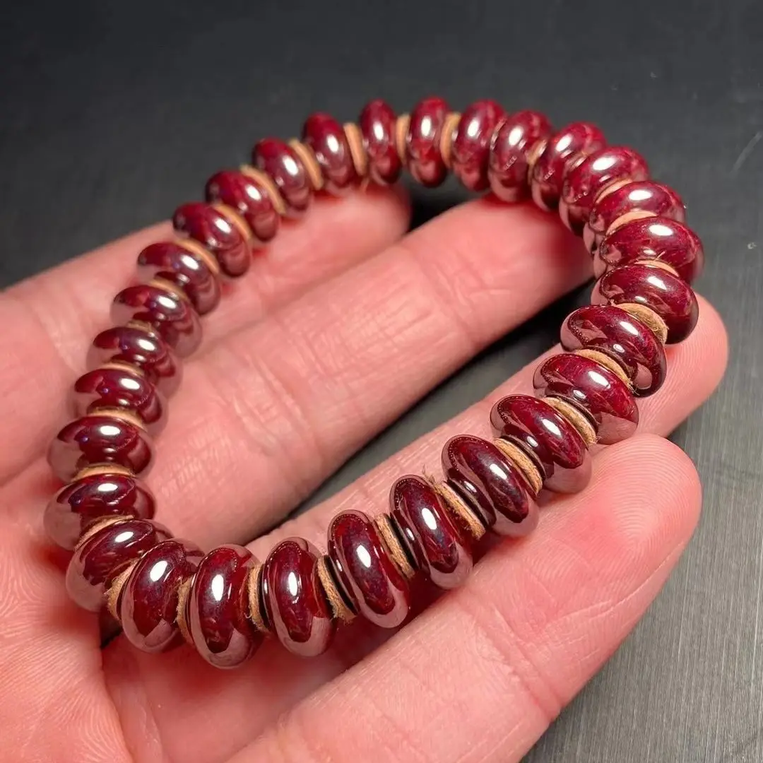 Natural Raw Ore Cinnabar Abacus Beads Niche Ethnic Style Bracelet for Girlfriend High-End Gifts