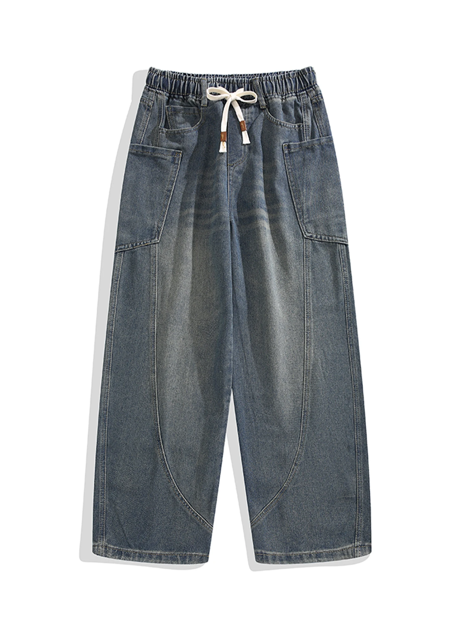 Damskie niebieskie jeansy cargo w stylu grunge, oversize, w stylu japandi, vintage, harajuku, baggy, Y2k, spodnie dżinsowe, odzież alternatywna.