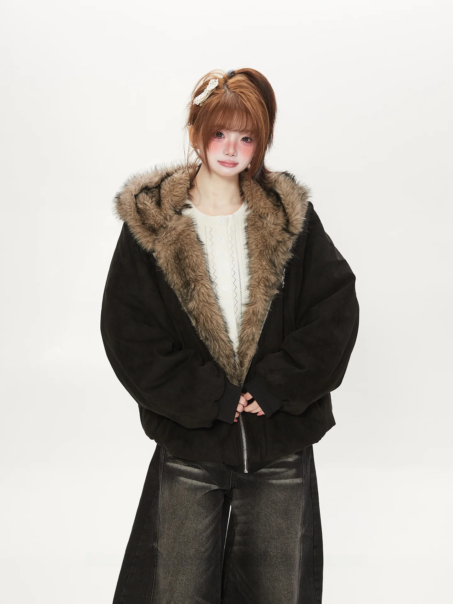 

Утепленная зимняя куртка в американском ретро-стиле для женщин, свободного кроя, повседневная, высокого качества, парная, из хлопка, модный бренд, Particle Fleece