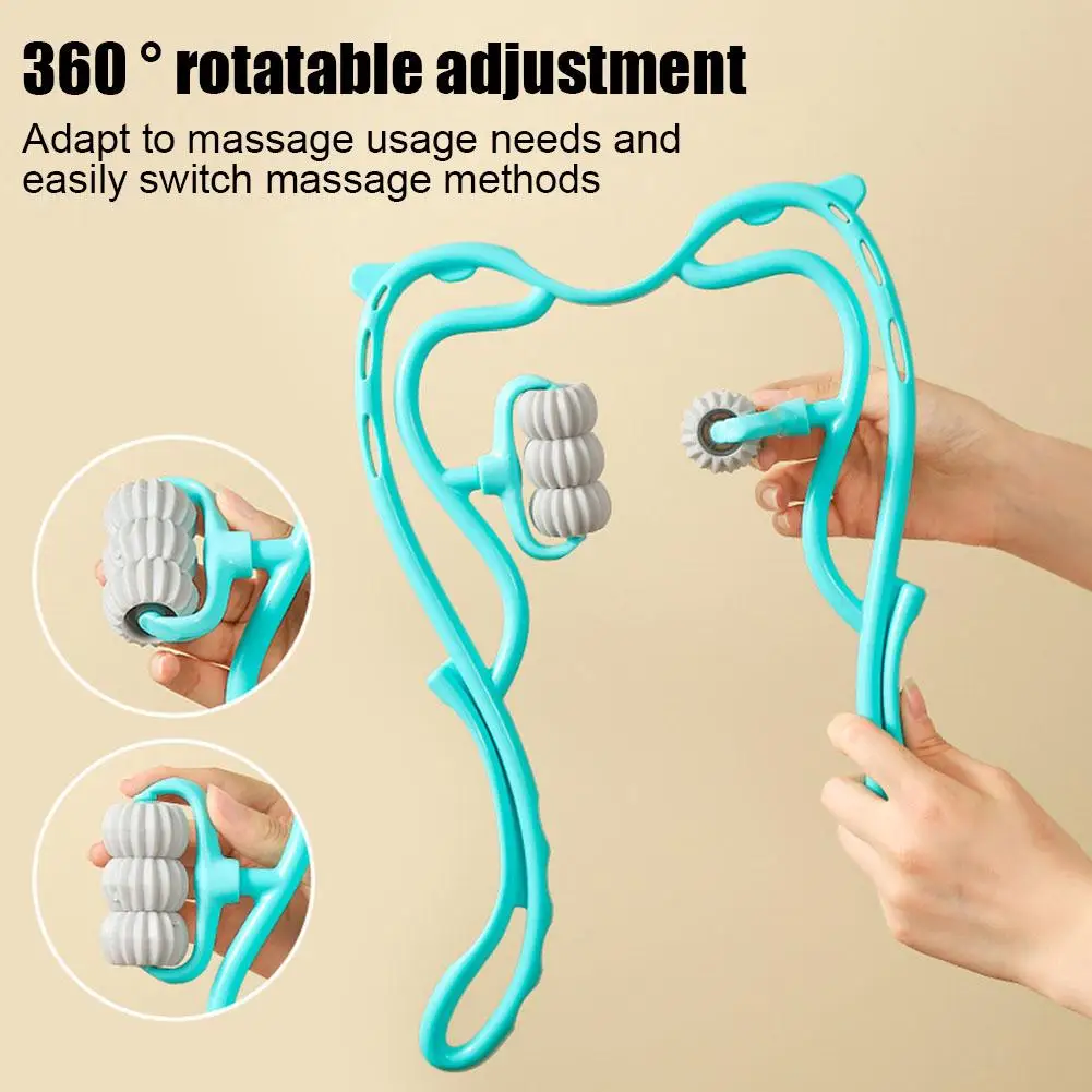 

Portable Neckbud Massage Roller Relieve Stress Fatigue Shoulders Neck Tool Back 360° Adjustable Pain Rotating Muscle Massag V9G6