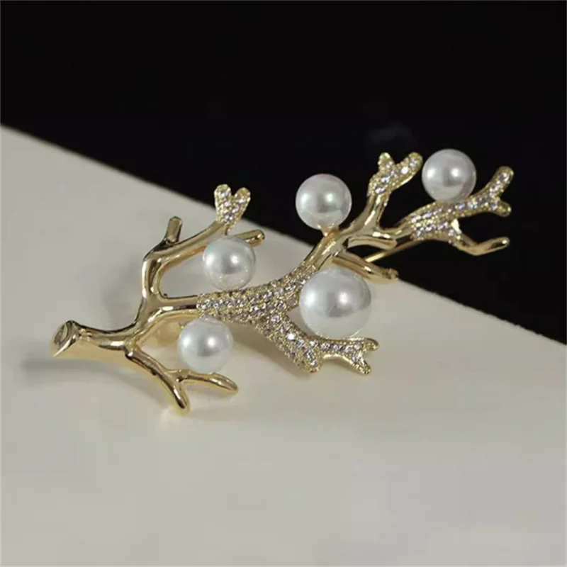 Broche de árbol frutal con diamantes brillantes para mujer y niña, ramillete elegante, alfileres versátiles, accesorios de ropa, regalos