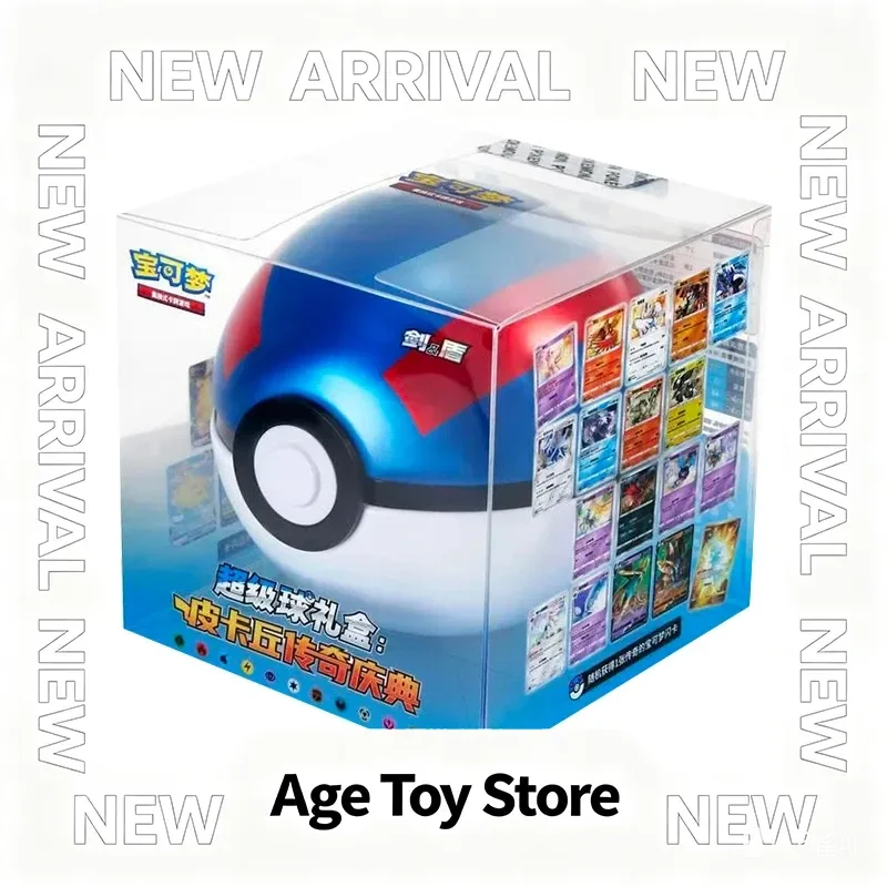 Tarjeta Coleccionable Pokémon PTCG en Chino Simplificado, Caja Sorpresa con Pokébola, Pikachu, Celebración Legendaria
