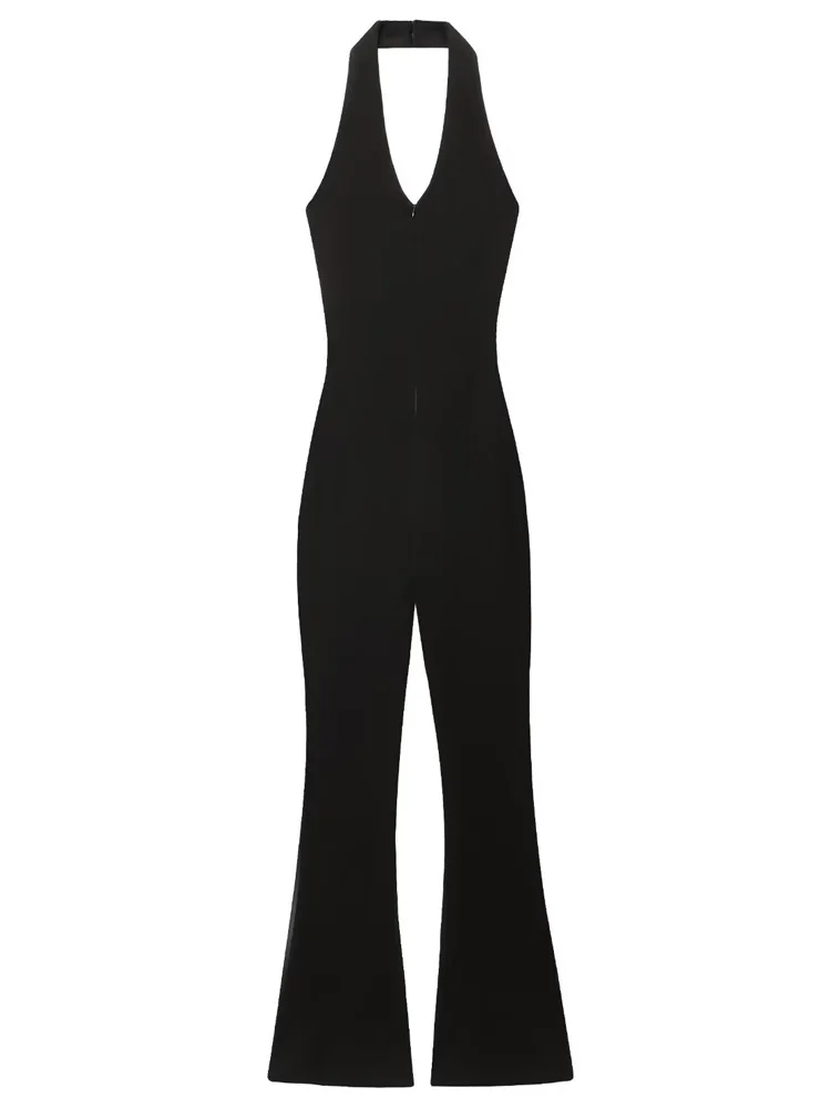 HXAO Jumpsuit ผู้หญิงแขนกุด Halter บอดี้สูทผู้หญิง Combi-กางเกงสีขาวสีดํา Jumpsuits ฤดูร้อนหญิง Backless Romper