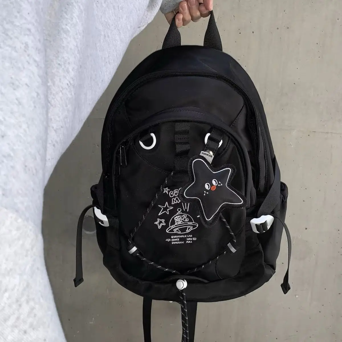 Miyagawa High School Student Girl Backpack with Star Pendant Lightweight Backpack Sweet Fashion Preppy Style Backpacks