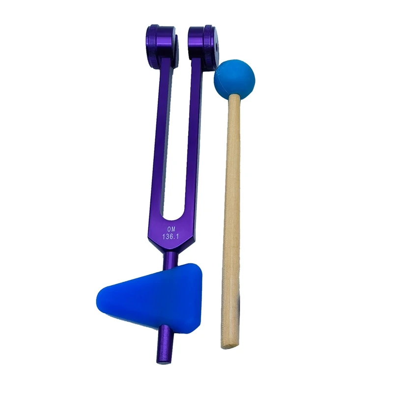 2X 136.1 OM136.1 Aluminum Alloy Tuning Fork With Hammers For Healing Chakra, Sound Therapy, Reliever Stress,Purple