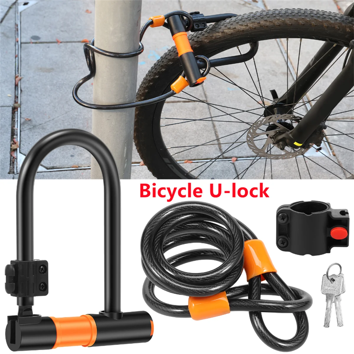 

Portables Bicycle U Lock Anti-theft MTB Road Mountain Bike Lock Bicycle Accessories U-Locks Cycling Steel Security Bike Locks