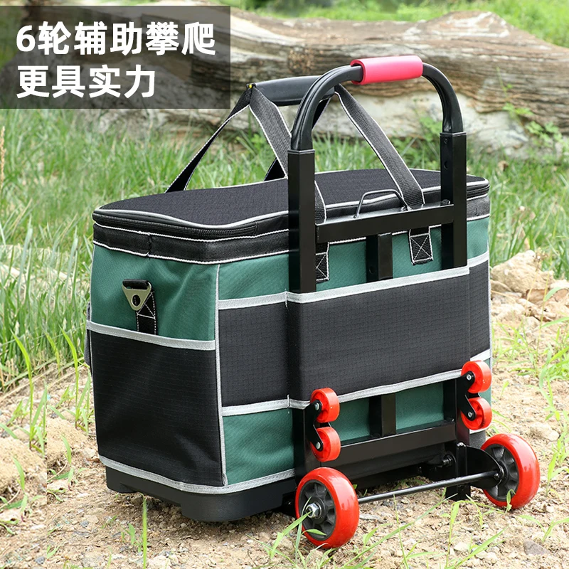 3DWF plastic bottom tool kit pull rod large capacity square bag durable electrical woodworking tools storage bag five