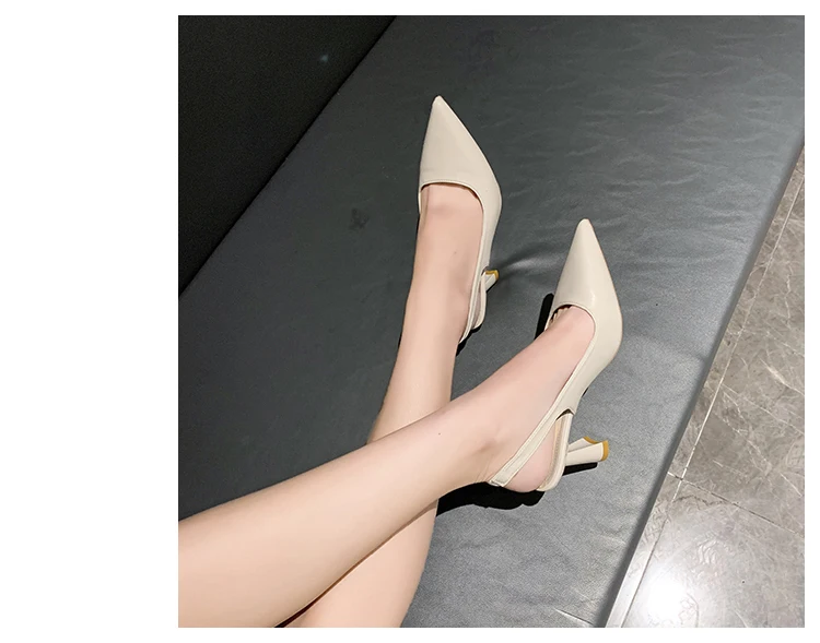 Sandalias retro de tacón grueso con punta abierta para mujer, zapatos de trabajo sin talón, profesionales, de corte bajo, a l...