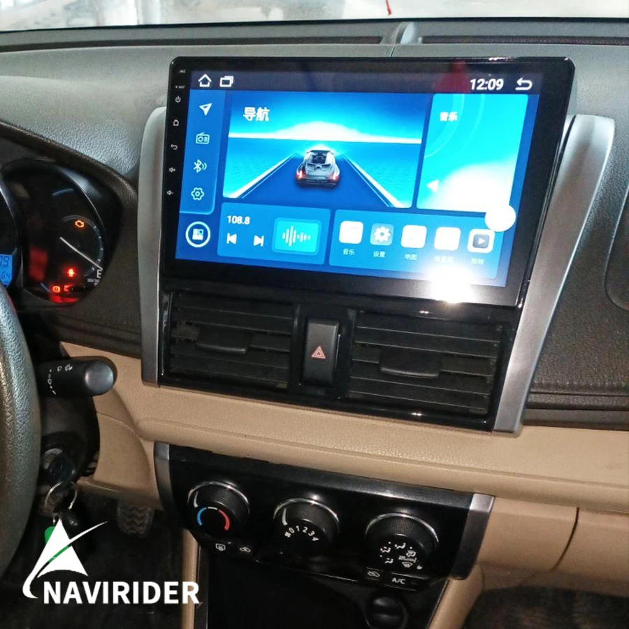 Stereo Radio mobil Android 13, suara AI 8 + 128GB untuk Toyota Vios (2013-2017) Yaris SE navigasi GPS pemutar Multimedia Video