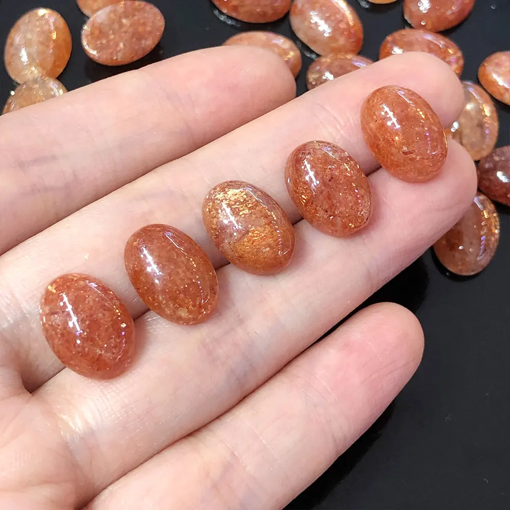 1pc Natural Stones Golden Sun Stone Oval Cabochon Gemstones Crystals Healing Crystal Stone Reiki Home Decoration Spiritual Gift