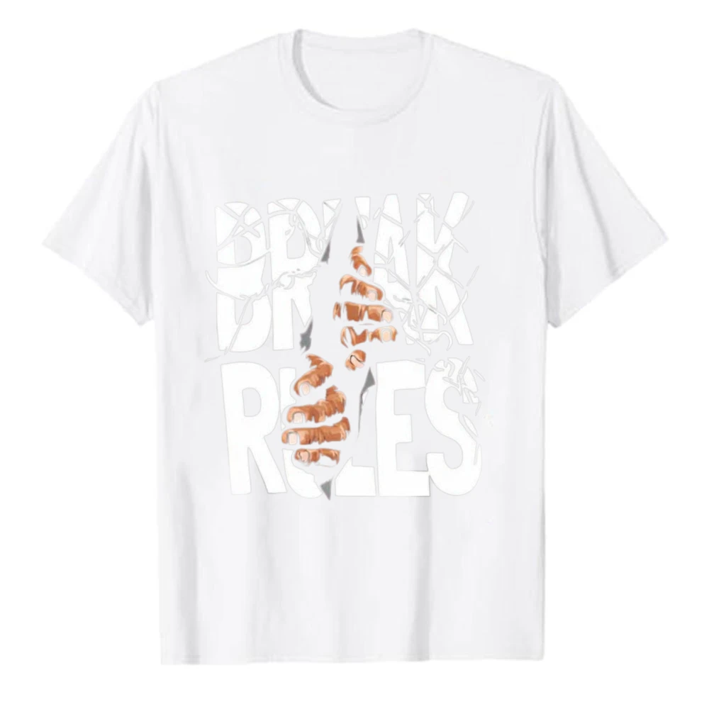 Break Rules Shattered Glass Fist Break Through Graphic T-Shirt Men Rebellious Hip Hop Skate Streetwear Crew Neck Casual Tee