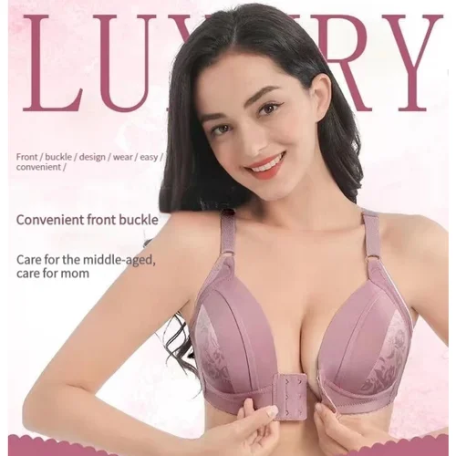 Imagen 2 del producto Sujetador Push Up Sexy con cierre frontal para mujer, sujetadores de talla grande, ropa interior sin costuras, Bralette suave inalámbrico de algodón, sujetador para mujer