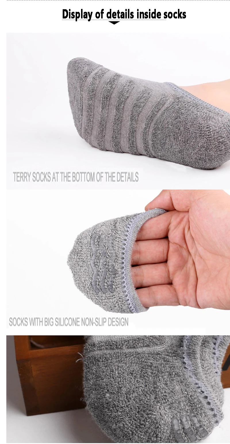 5 Paare/los Männer Handtuch Unten Boot Socken Sport Schweiß Atmen Silikon Anti-Slip Unsichtbare Socken Frühling Sommer Neue Mode – Detail 7
