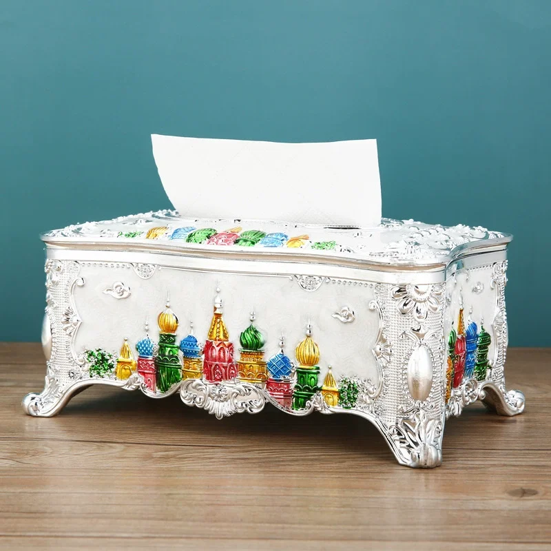 Hot-selling European-style plastic durable tissue boxes and tissue boxes with rose patterns, suitable for home, hotel