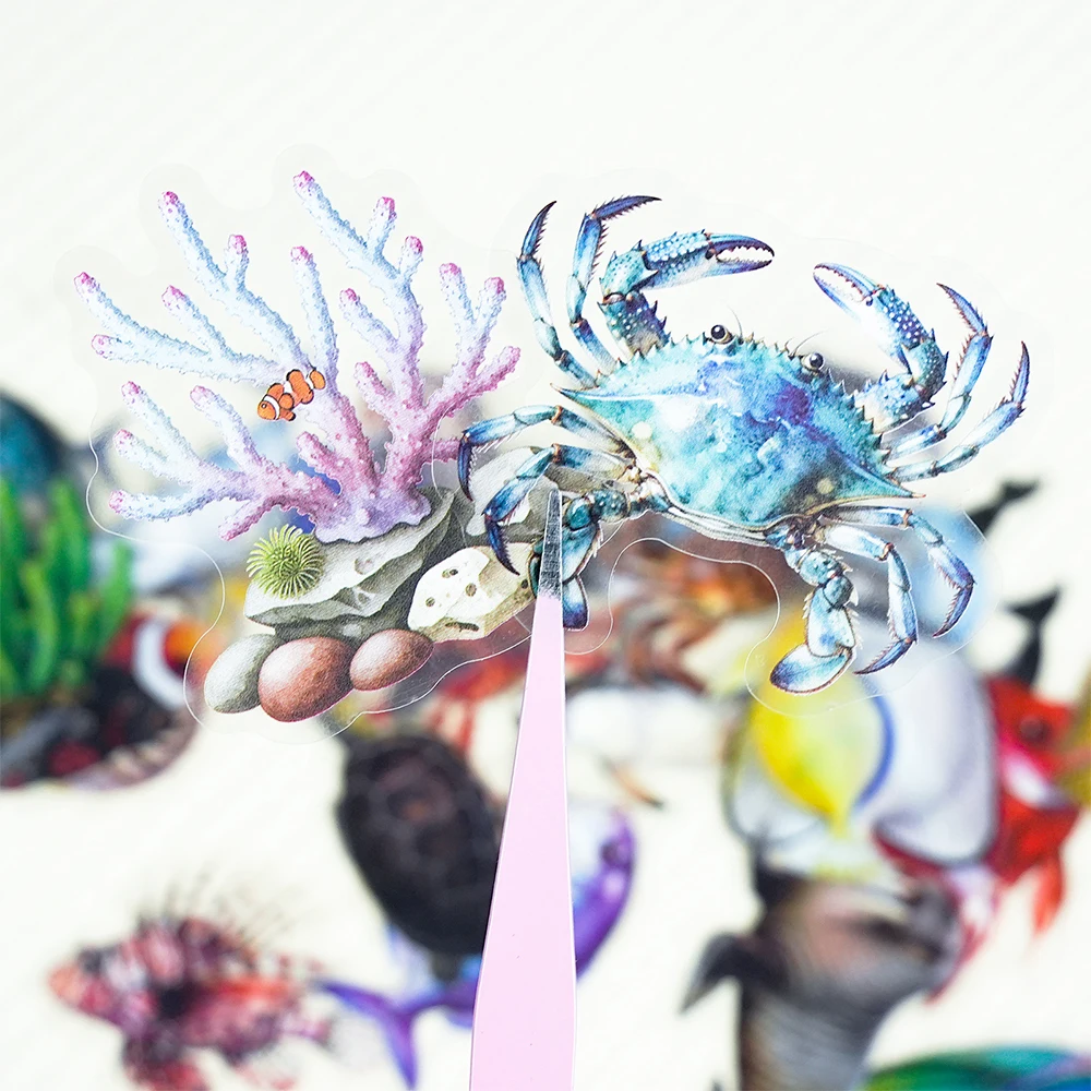 

10/30/50pcs Transparent Marine Life Stickers Cool Ocean Animals Cartoon Decals DIY Skateboard Phone Helmet PET Sticker Wholesale