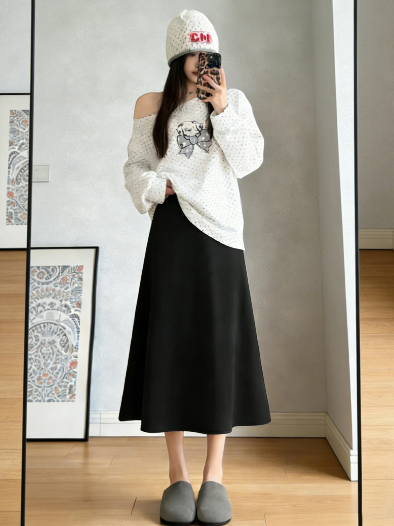 

Весна 2026 Женская драпированная юбка миди с высокой талией, А-силуэт, стройнящая, скрывающая бедра, фасон «зонтик», из полиэфирного волокна