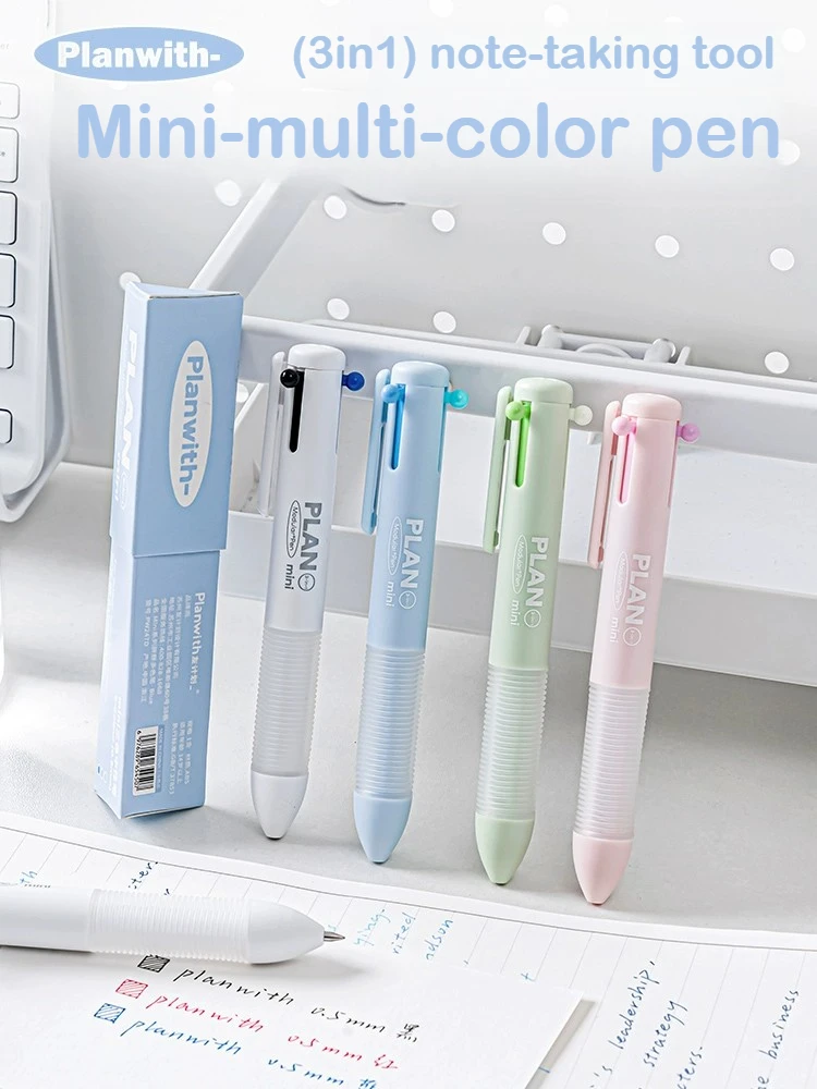 3/12 Color 3 in 1 Multi Functional Click Gel Pen Retractable Ballpoint Pen for Journal Writing School Office Supplies Stationery