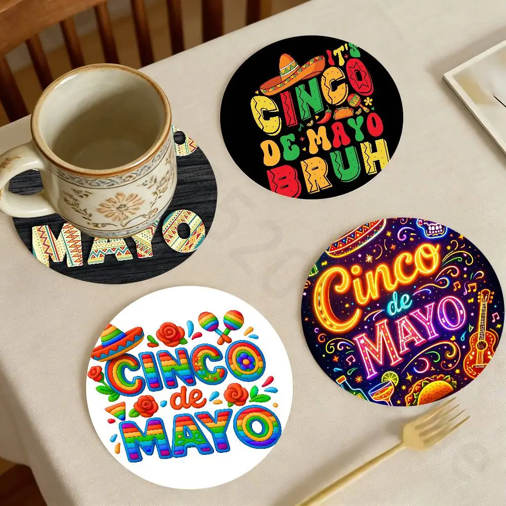 

cinco de mayo Wooden Coaster Set Coffee Teacup Decoration Coffee Shop Beverage Shop Family Restaurant