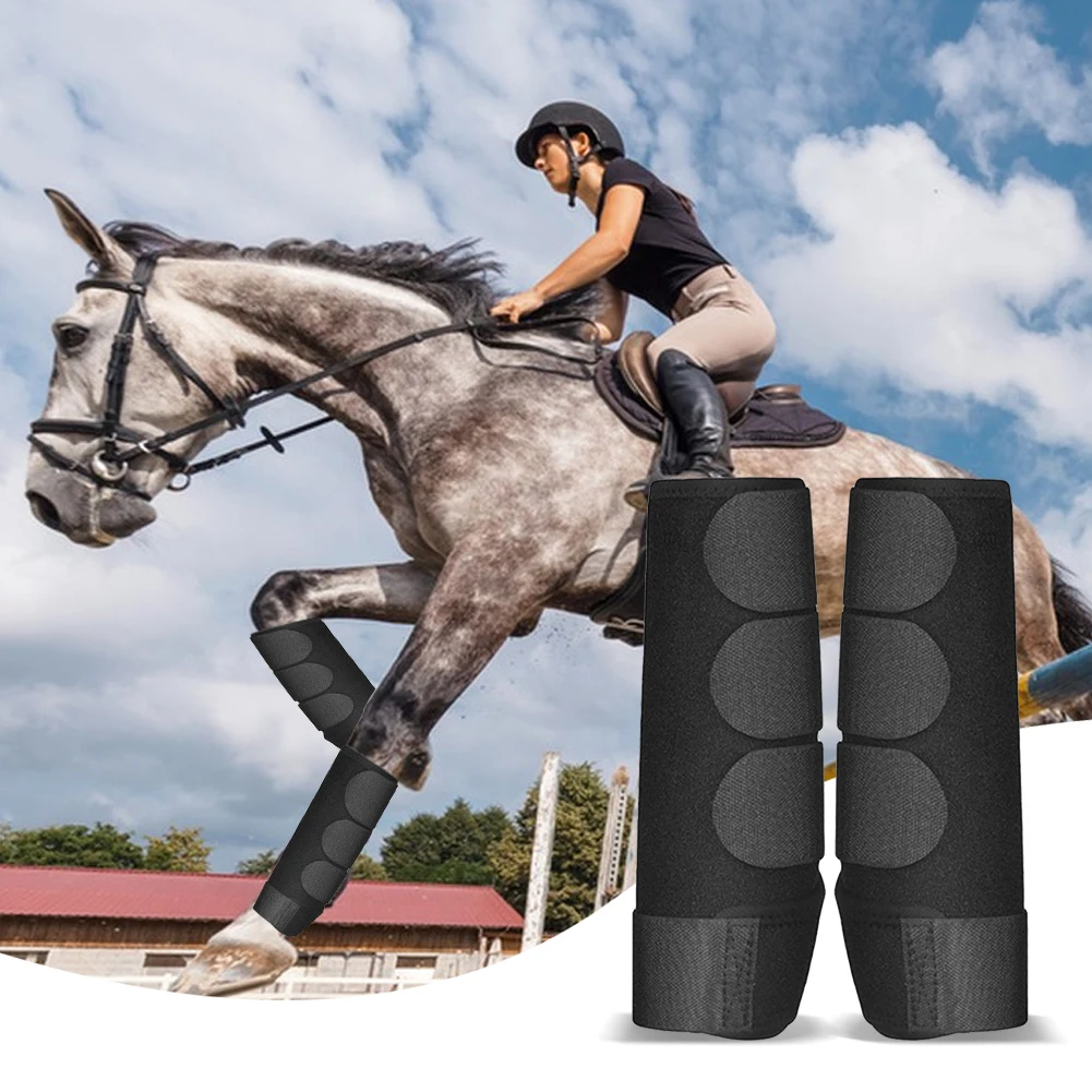 Protetores de perna de cavalo, Shock Absorbing, Ajustável Horse Sport Boots Set, Equestrian Horse Racing Equipment, 2pcs por conjunto