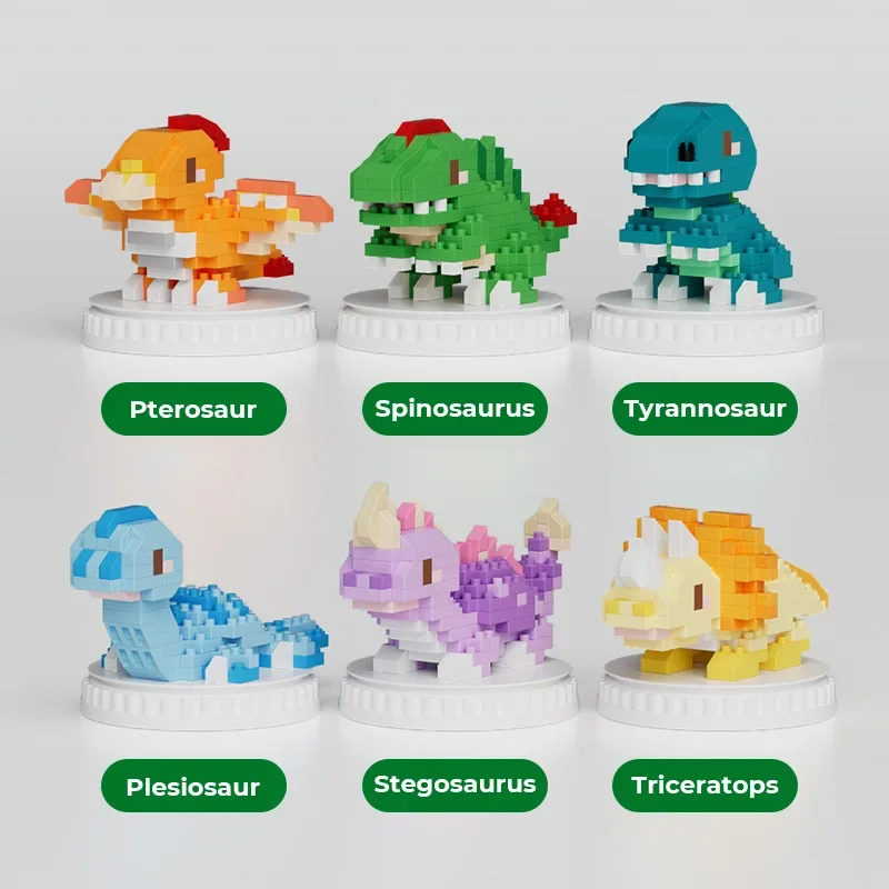 Mainan figur bata Mini blok bangunan mikro dinosaurus Kawaii Model Pterosaur Spinosaurus mainan figur bata Mini untuk anak-anak Natal