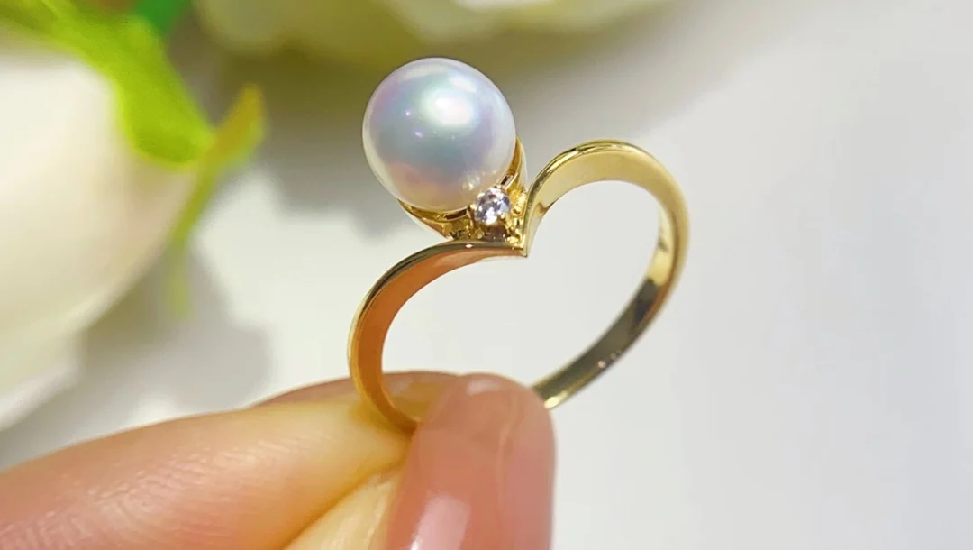 DIY 18K Diamonds  Pearls Rings Settings Pedestals for Women Not Include Pearls JCY