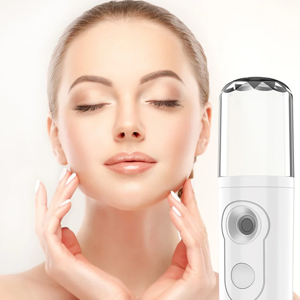 1 ชุดเครื่องพ่นไอน้ำเพื่อความงามแบบพกพาชาร์จผ่าน USB เครื่องพ่นละอองนาโน เครื่องพ่นน้ำบำรุงผิวหน้า อุปกรณ์ดูแลผิว สีขาว